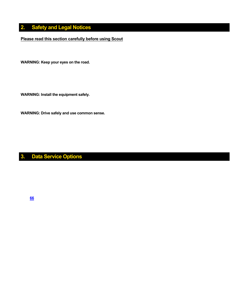 Safety and legal notices, Data service options | Telenav Scout v1.8 for iPhone (open market) User Manual | Page 7 / 67