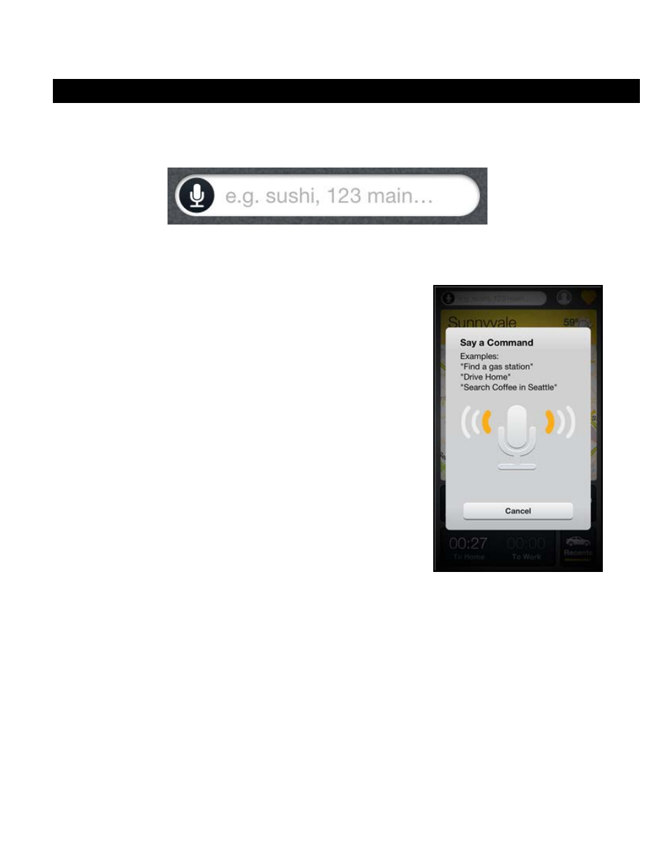 Search & voice command | Telenav Scout v1.7 for iPhone (open market) User Manual | Page 12 / 65