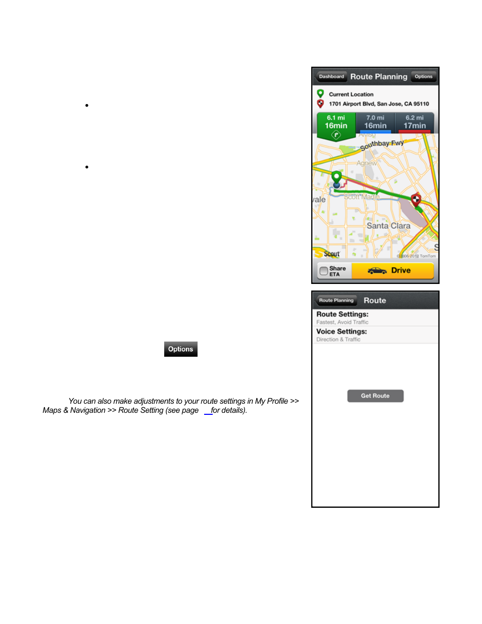 9 route planning screen, 1 editing your route, Route planning screen | Editing your route | Telenav Scout v1.7 for iPhone (open market) User Manual | Page 23 / 65