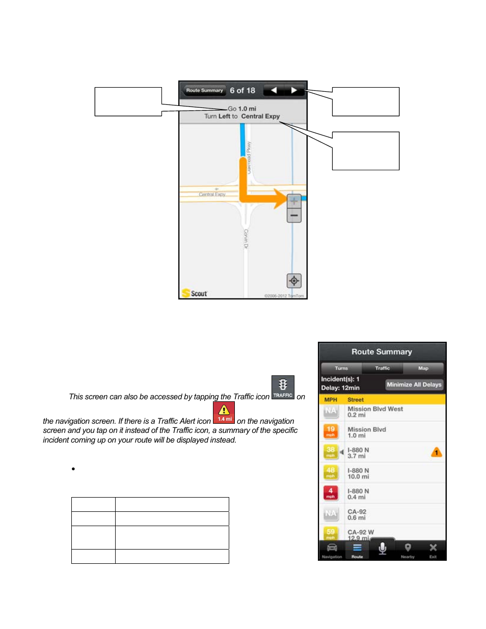 Traffic | Telenav Scout v1.7 for iPhone (open market) User Manual | Page 30 / 65
