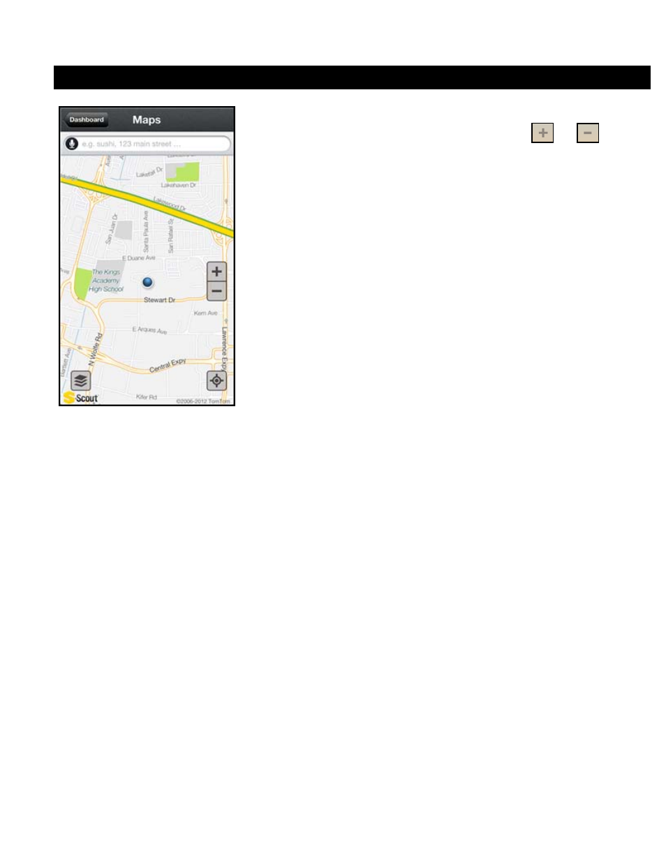 Maps menu, 1 map menu options, Map menu options | Telenav Scout v1.7 for iPhone (open market) User Manual | Page 36 / 65