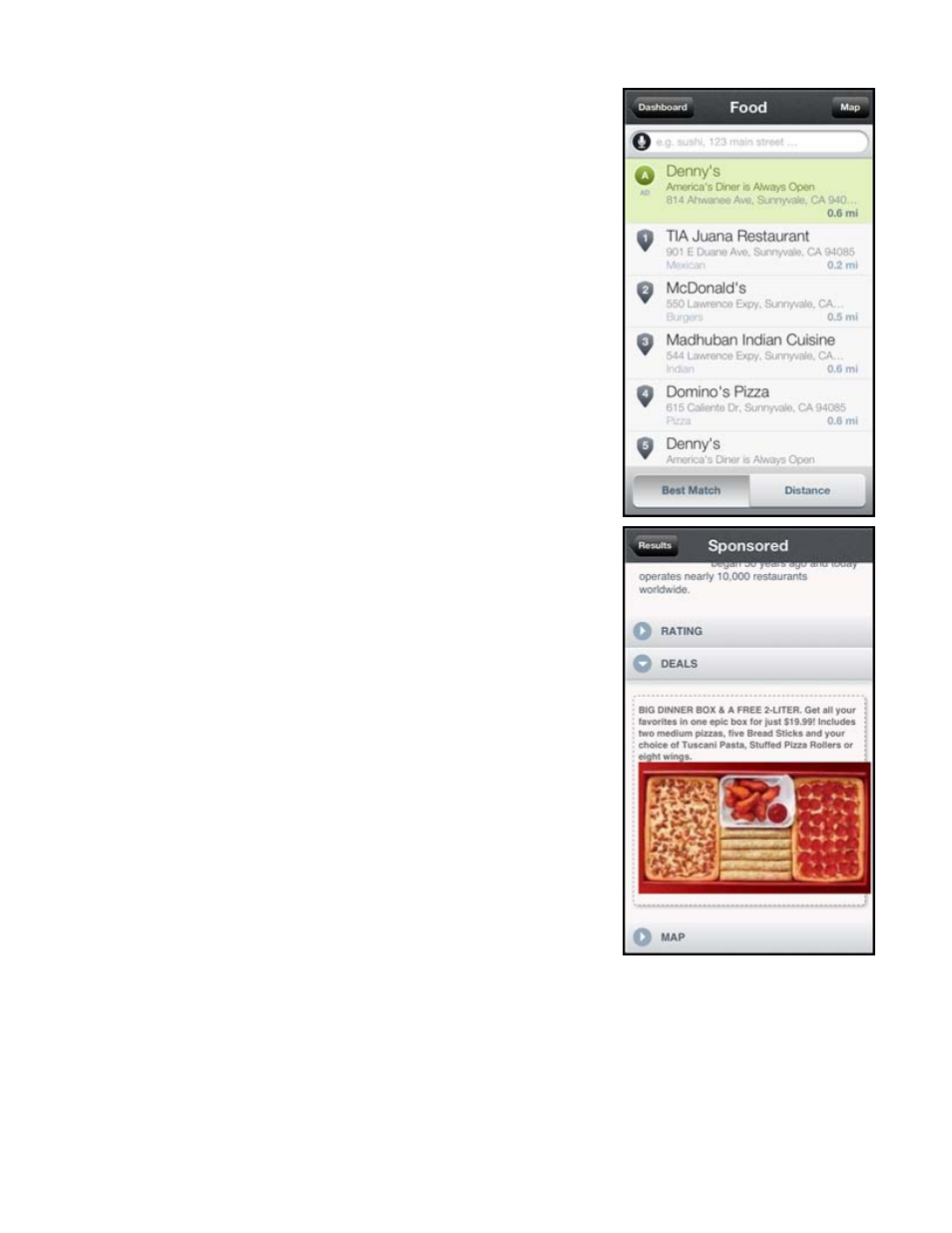 5 sponsored results, Sponsored results | Telenav Scout v1.7 for iPhone (open market) User Manual | Page 47 / 65