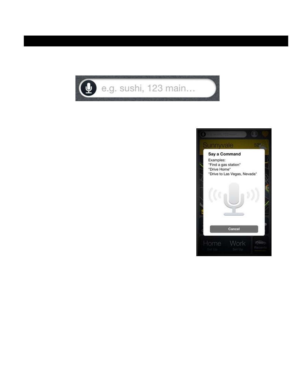 Search & voice command | Telenav Scout v1.6 for iPhone (open market) User Manual | Page 12 / 65