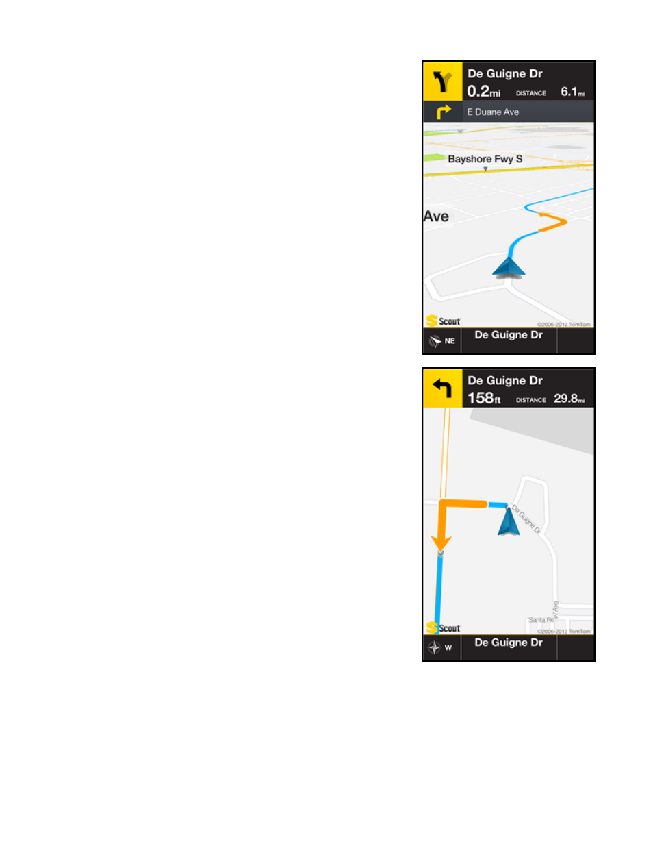 1 3d moving map, 2 2d moving map, 3d moving map | 2d moving map | Telenav Scout v1.6 for iPhone (open market) User Manual | Page 24 / 65