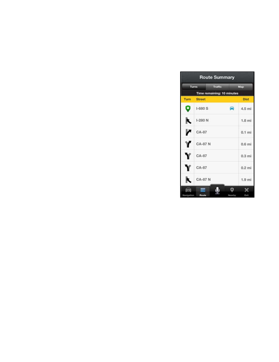 1 navigation, 2 route, Navigation | Route, Turns | Telenav Scout v1.6 for iPhone (open market) User Manual | Page 27 / 65