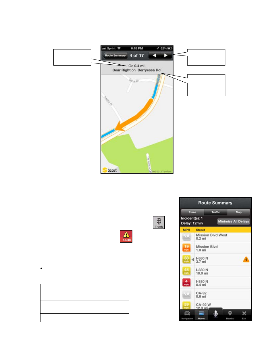 Traffic | Telenav Scout v1.6 for iPhone (open market) User Manual | Page 28 / 65