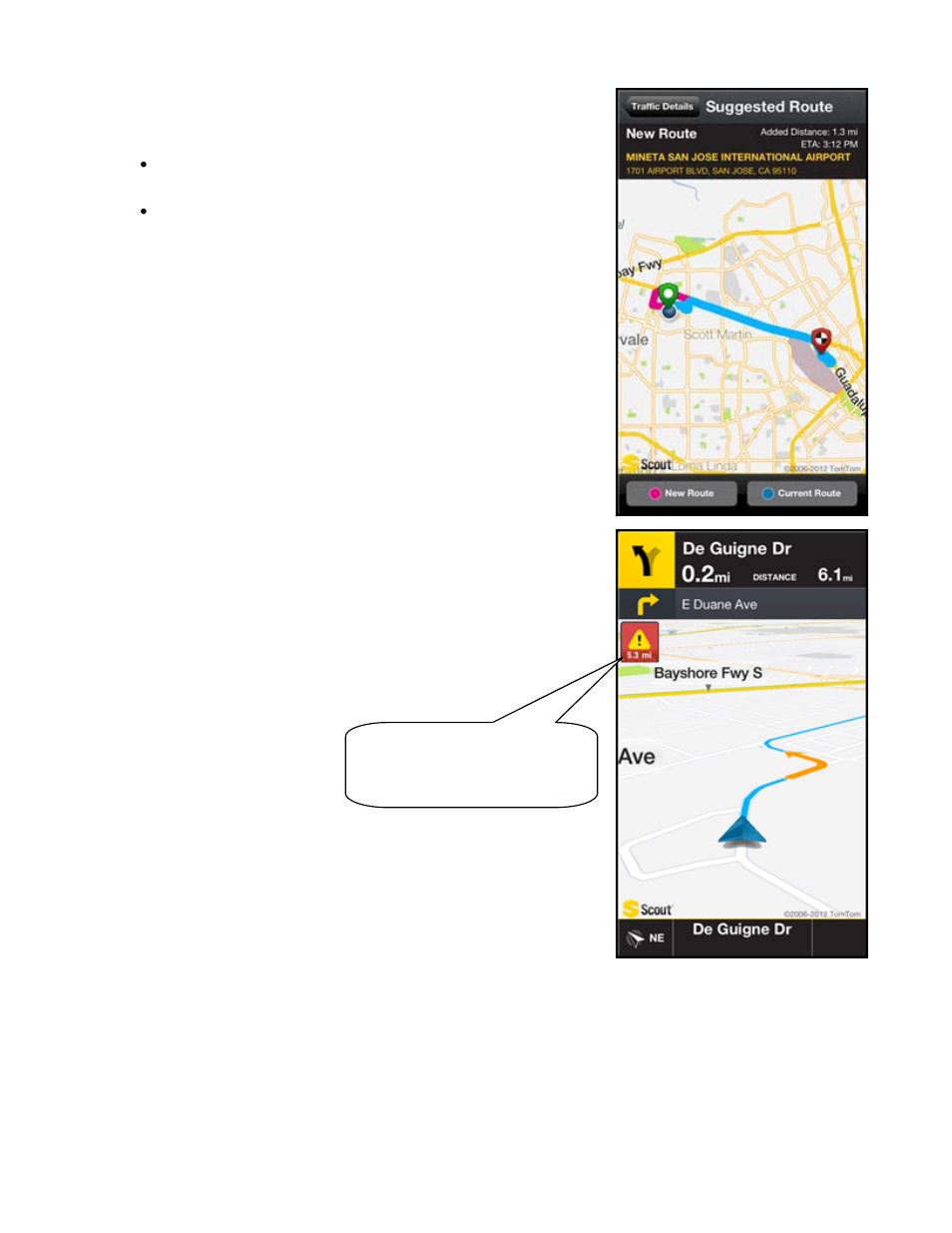 Avoiding traffic from traffic alert | Telenav Scout v1.6 for iPhone (open market) User Manual | Page 31 / 65