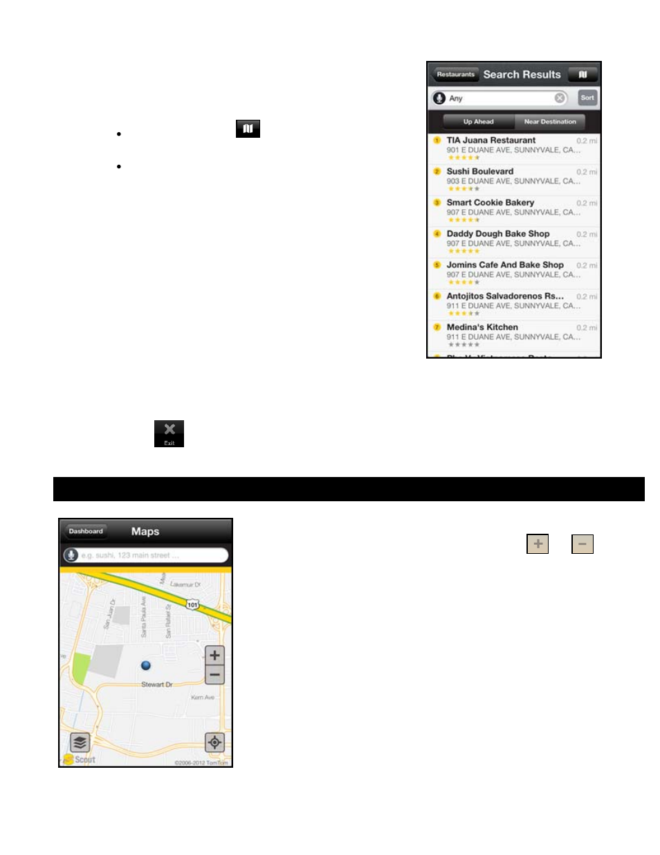 4 exit, Maps menu, Exit | Telenav Scout v1.6 for iPhone (open market) User Manual | Page 33 / 65