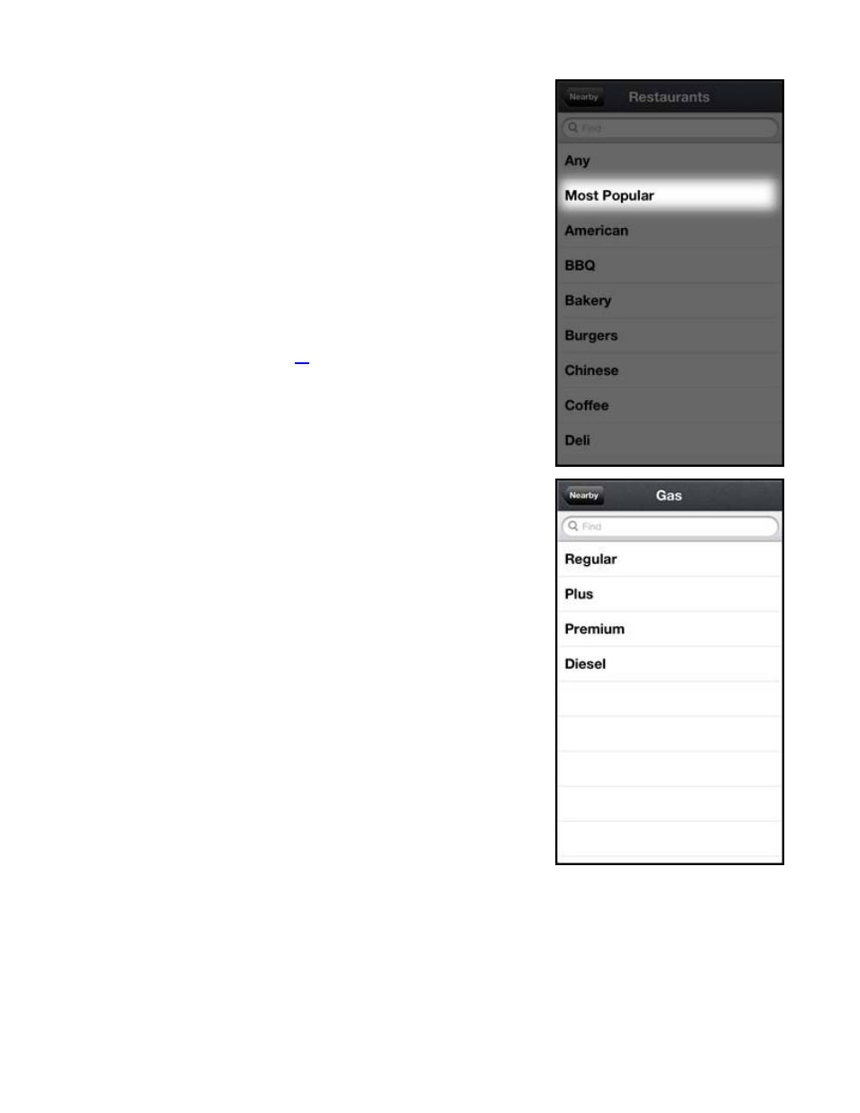 6 most popular category, 7 search for gas by price, Most popular category | Search for gas by price | Telenav Scout v1.6 for iPhone (open market) User Manual | Page 45 / 65