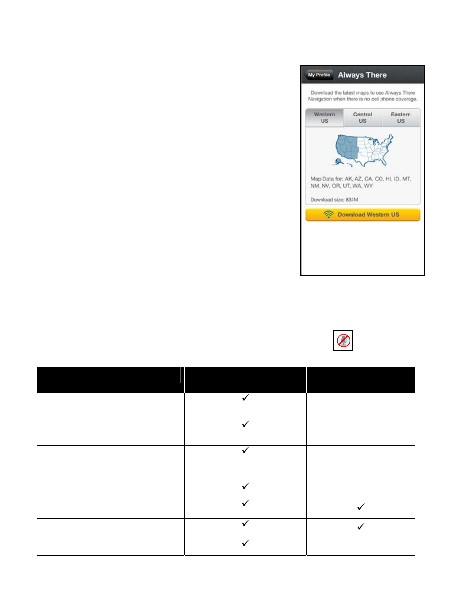 4 maps on my device, 1 online vs. offline features, Maps on my device | Online vs. offline features | Telenav Scout v1.6 for iPhone (open market) User Manual | Page 54 / 65