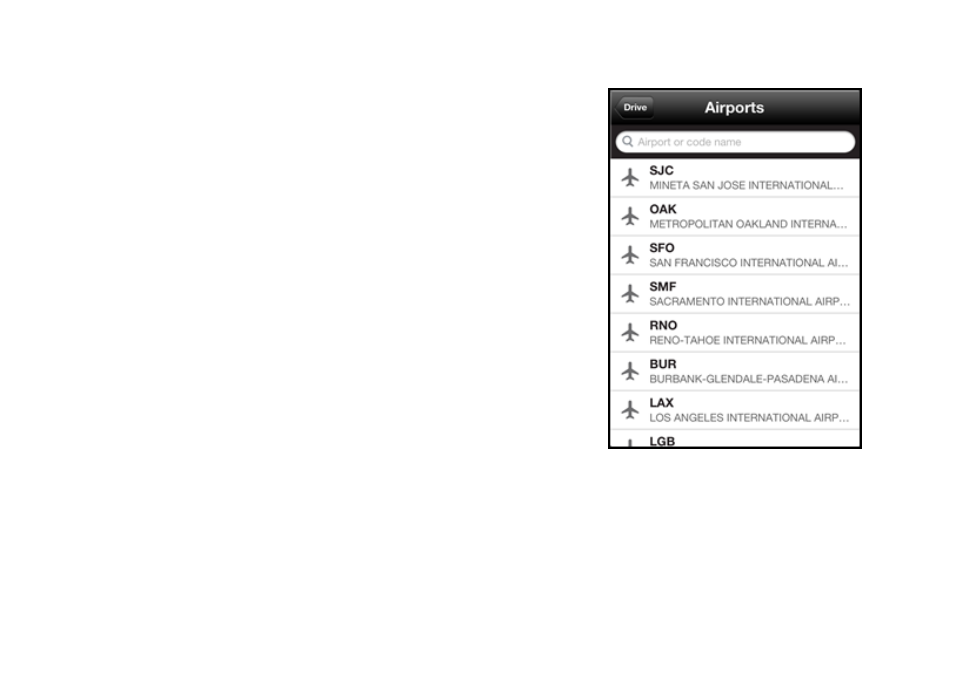 9 airports | Telenav Scout v1.5 for iPhone (open market) User Manual | Page 40 / 120