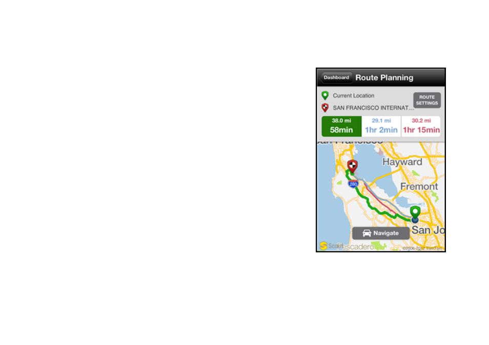 11 route planning screen | Telenav Scout v1.5 for iPhone (open market) User Manual | Page 44 / 120