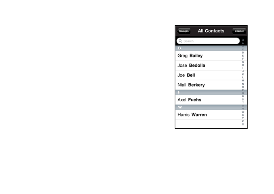 8 contacts | Telenav Scout v1.2 for iPhone (open market) User Manual | Page 43 / 131
