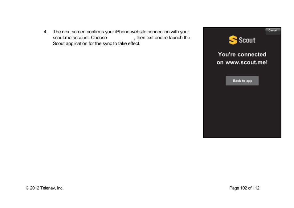 Telenav Scout v1.0 for iPhone (open market) User Manual | Page 102 / 112
