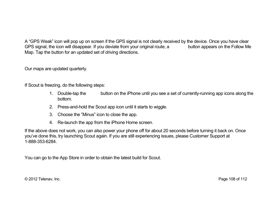 Telenav Scout v1.0 for iPhone (open market) User Manual | Page 108 / 112