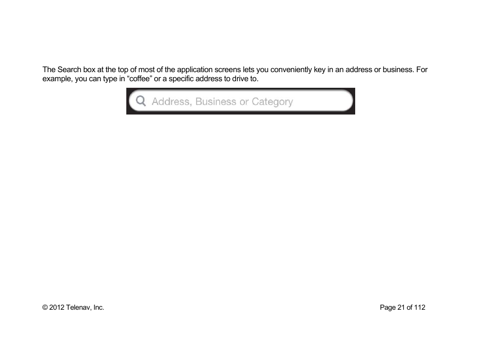 Search | Telenav Scout v1.0 for iPhone (open market) User Manual | Page 21 / 112