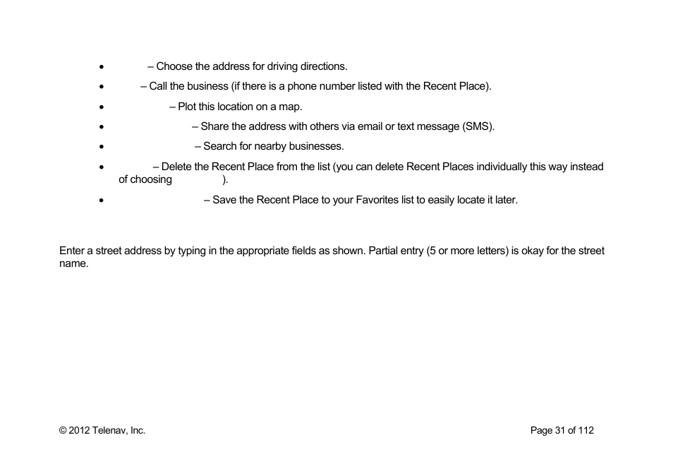 Address | Telenav Scout v1.0 for iPhone (open market) User Manual | Page 31 / 112