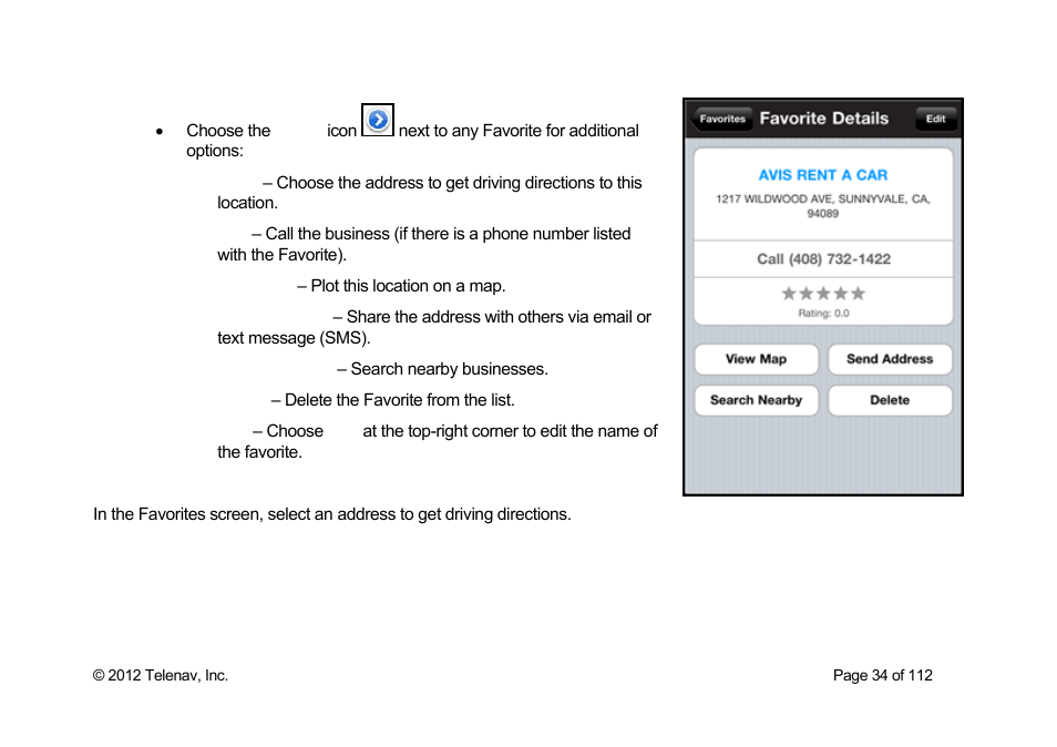 Telenav Scout v1.0 for iPhone (open market) User Manual | Page 34 / 112