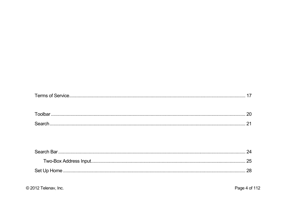 Telenav Scout v1.0 for iPhone (open market) User Manual | Page 4 / 112