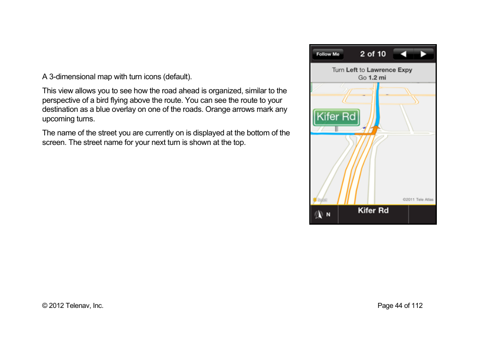 3d moving map | Telenav Scout v1.0 for iPhone (open market) User Manual | Page 44 / 112