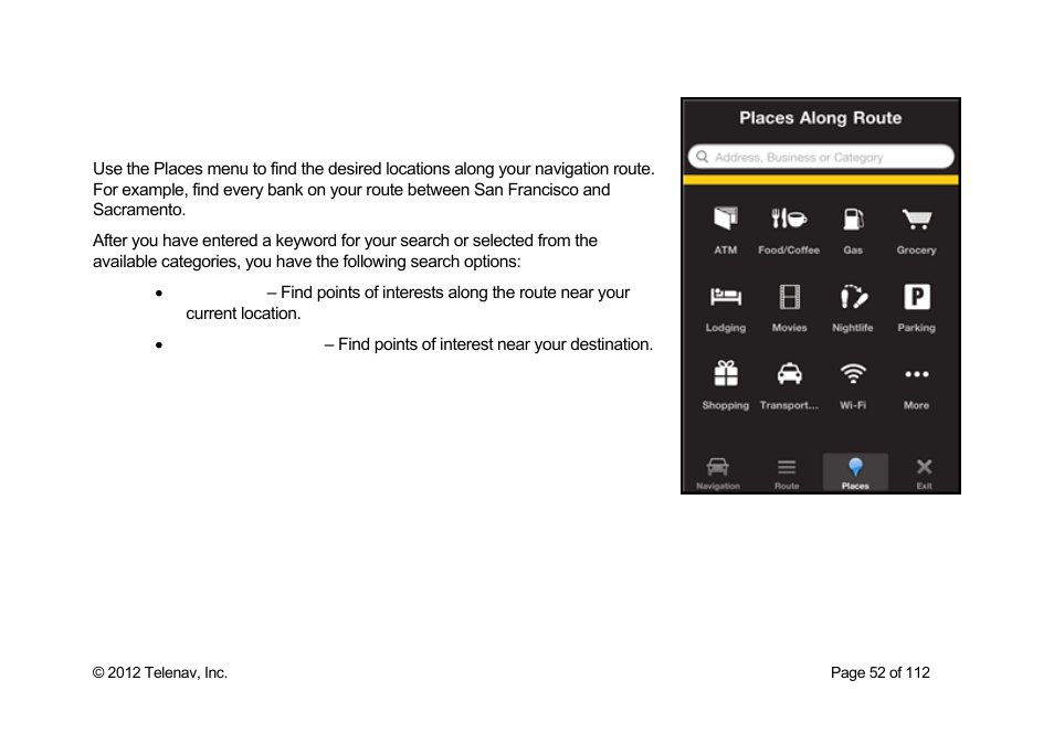 Places | Telenav Scout v1.0 for iPhone (open market) User Manual | Page 52 / 112