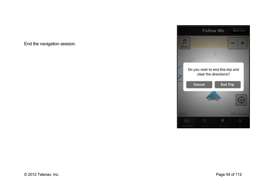 Exit | Telenav Scout v1.0 for iPhone (open market) User Manual | Page 54 / 112