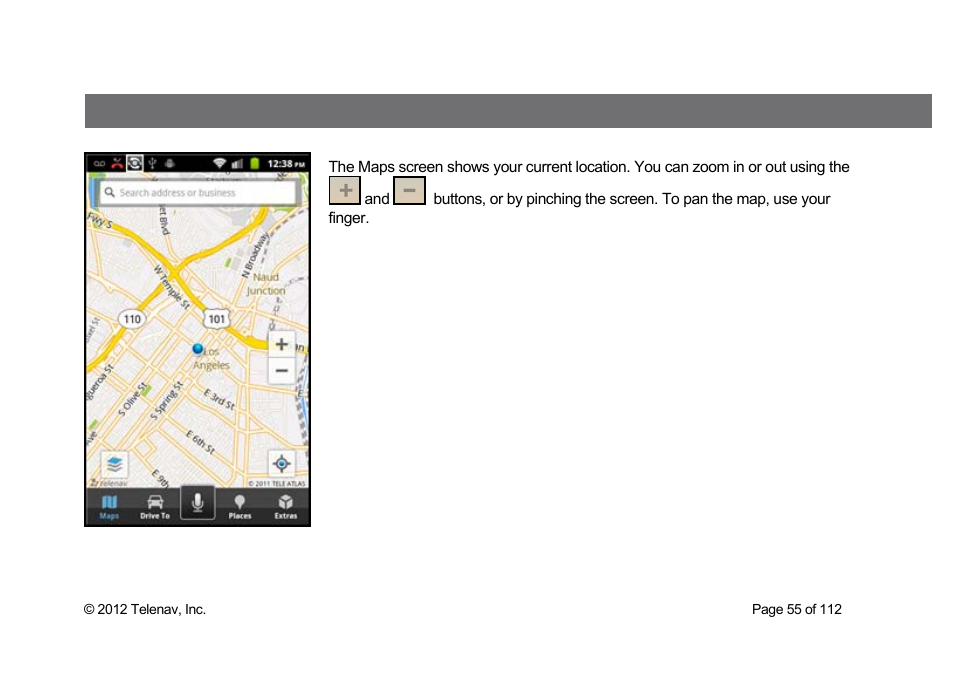 Maps menu | Telenav Scout v1.0 for iPhone (open market) User Manual | Page 55 / 112