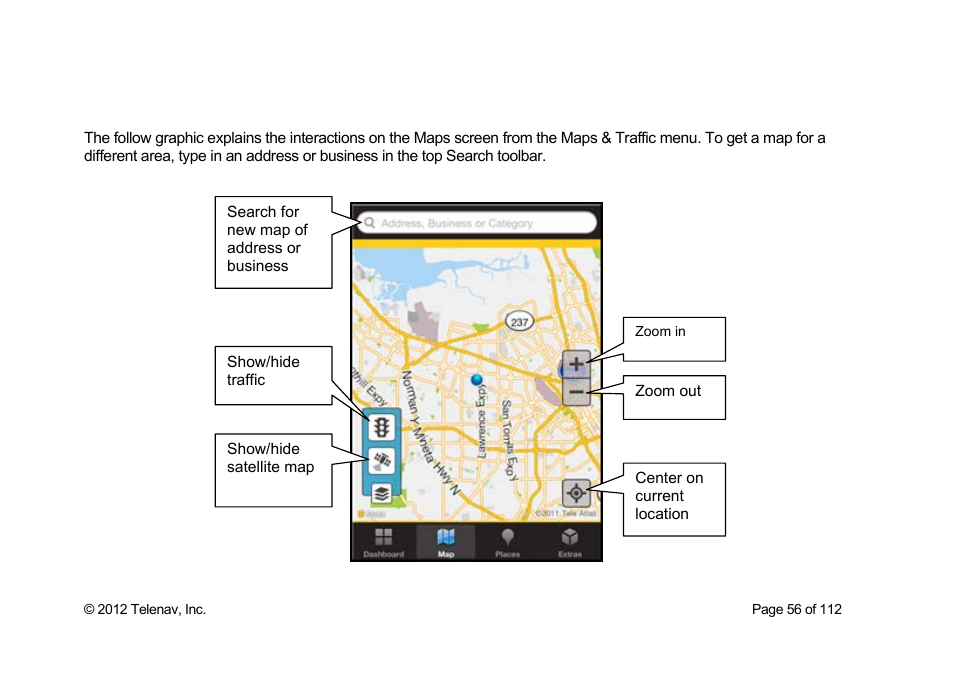 Map menu options | Telenav Scout v1.0 for iPhone (open market) User Manual | Page 56 / 112
