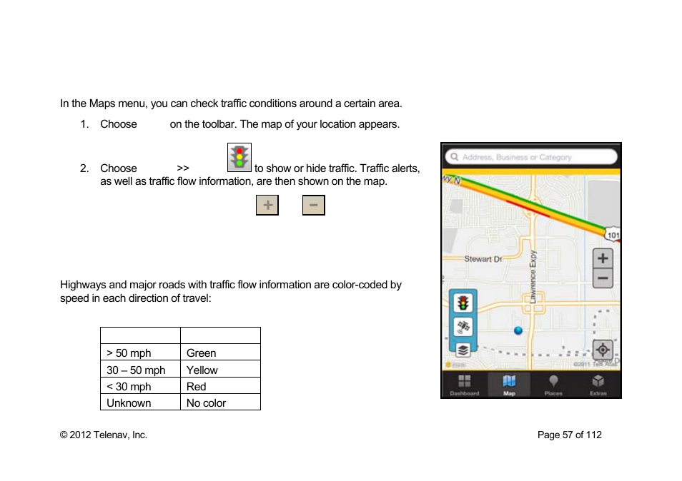 Check traffic & traffic cameras | Telenav Scout v1.0 for iPhone (open market) User Manual | Page 57 / 112