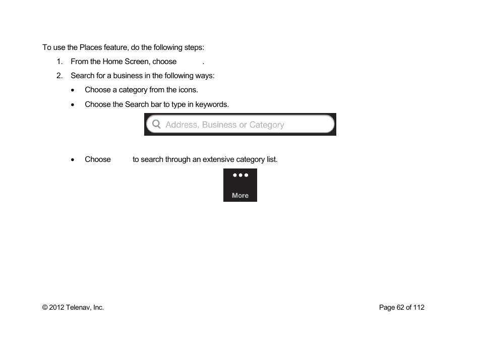 Telenav Scout v1.0 for iPhone (open market) User Manual | Page 62 / 112