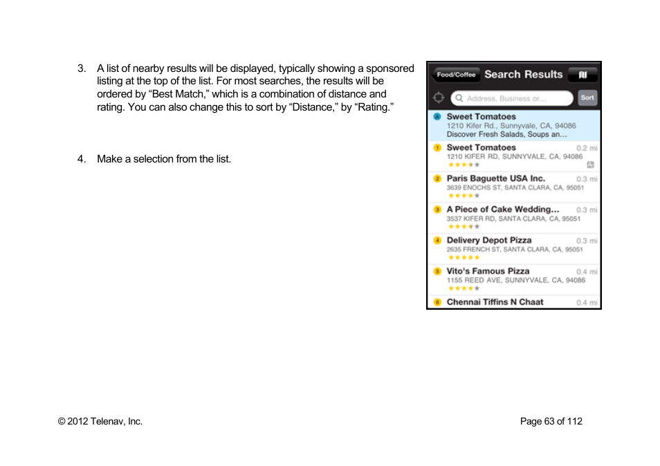 Telenav Scout v1.0 for iPhone (open market) User Manual | Page 63 / 112