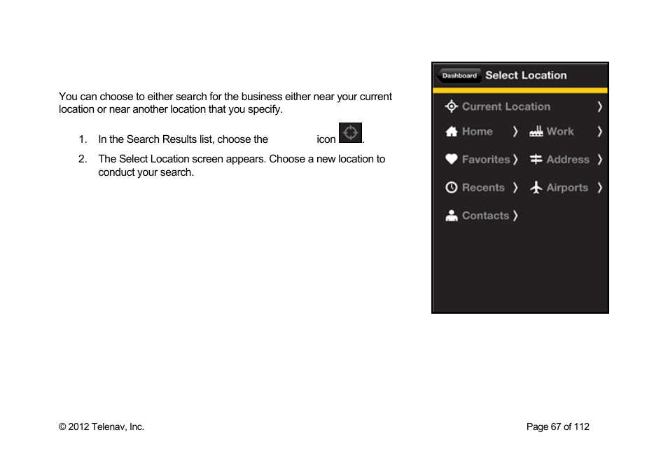 Define a location | Telenav Scout v1.0 for iPhone (open market) User Manual | Page 67 / 112
