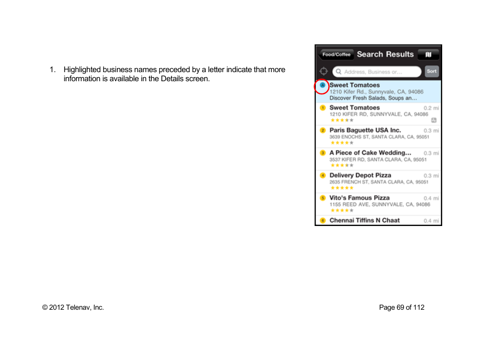 Sponsored results | Telenav Scout v1.0 for iPhone (open market) User Manual | Page 69 / 112