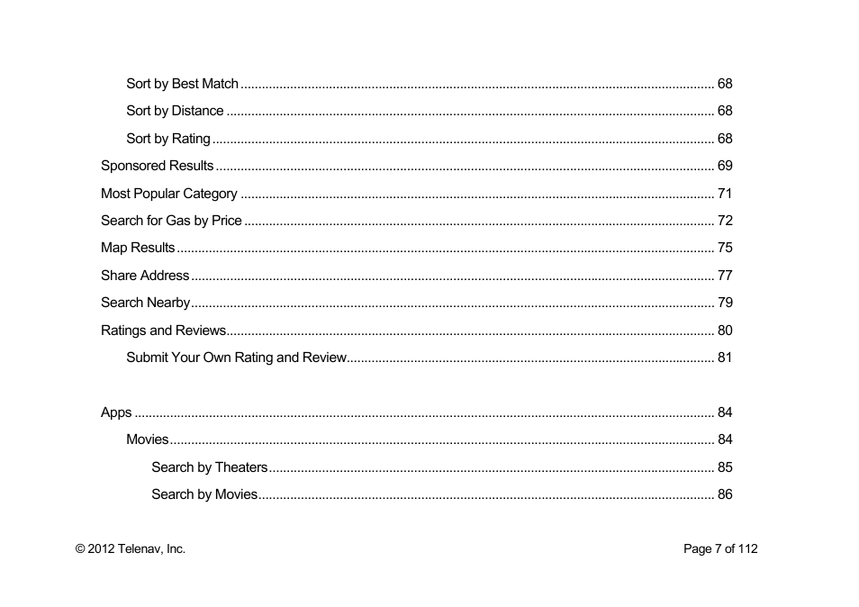 Telenav Scout v1.0 for iPhone (open market) User Manual | Page 7 / 112