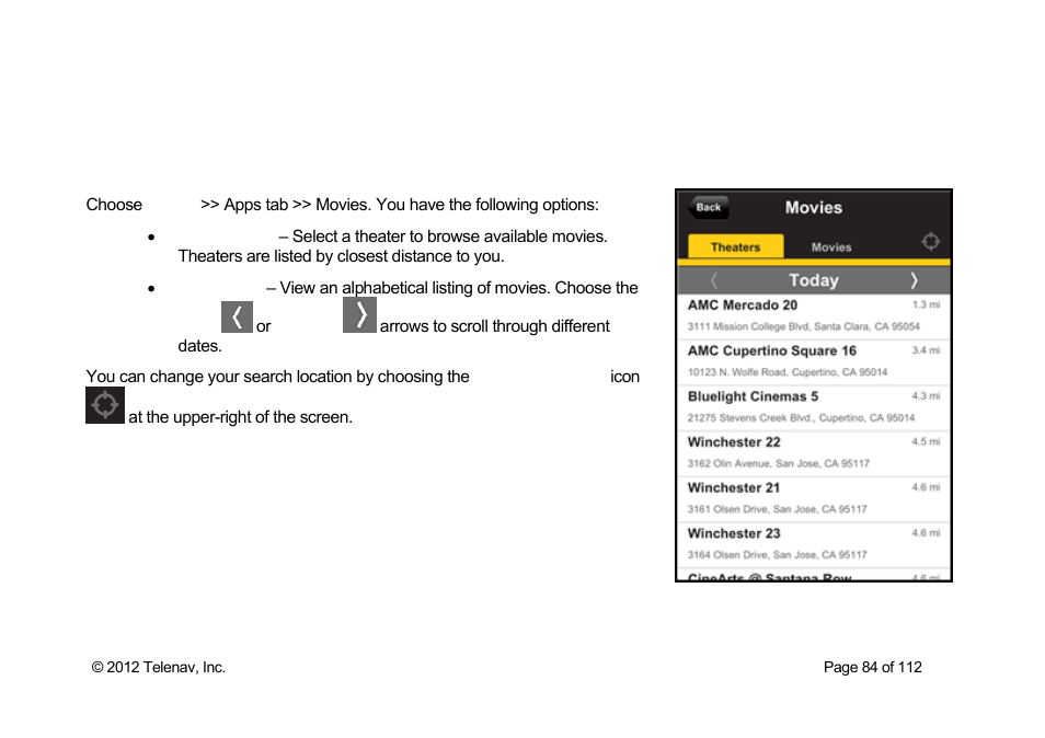 Apps, Movies | Telenav Scout v1.0 for iPhone (open market) User Manual | Page 84 / 112