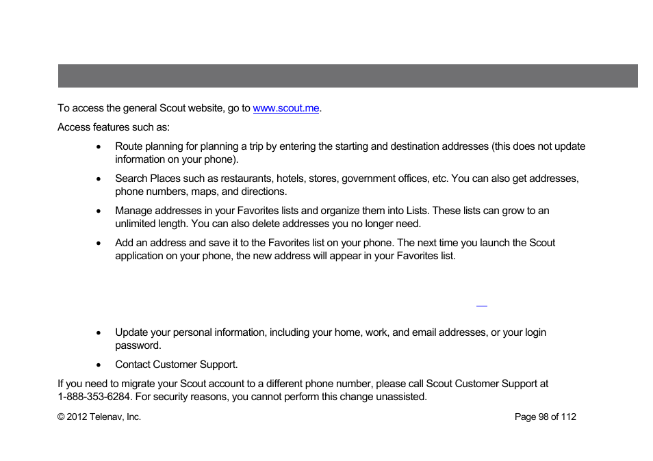 The scout website | Telenav Scout v1.0 for iPhone (open market) User Manual | Page 98 / 112