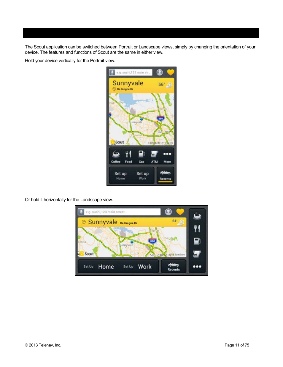 Screen views | Telenav Scout v1.4 for Android User Manual | Page 11 / 75