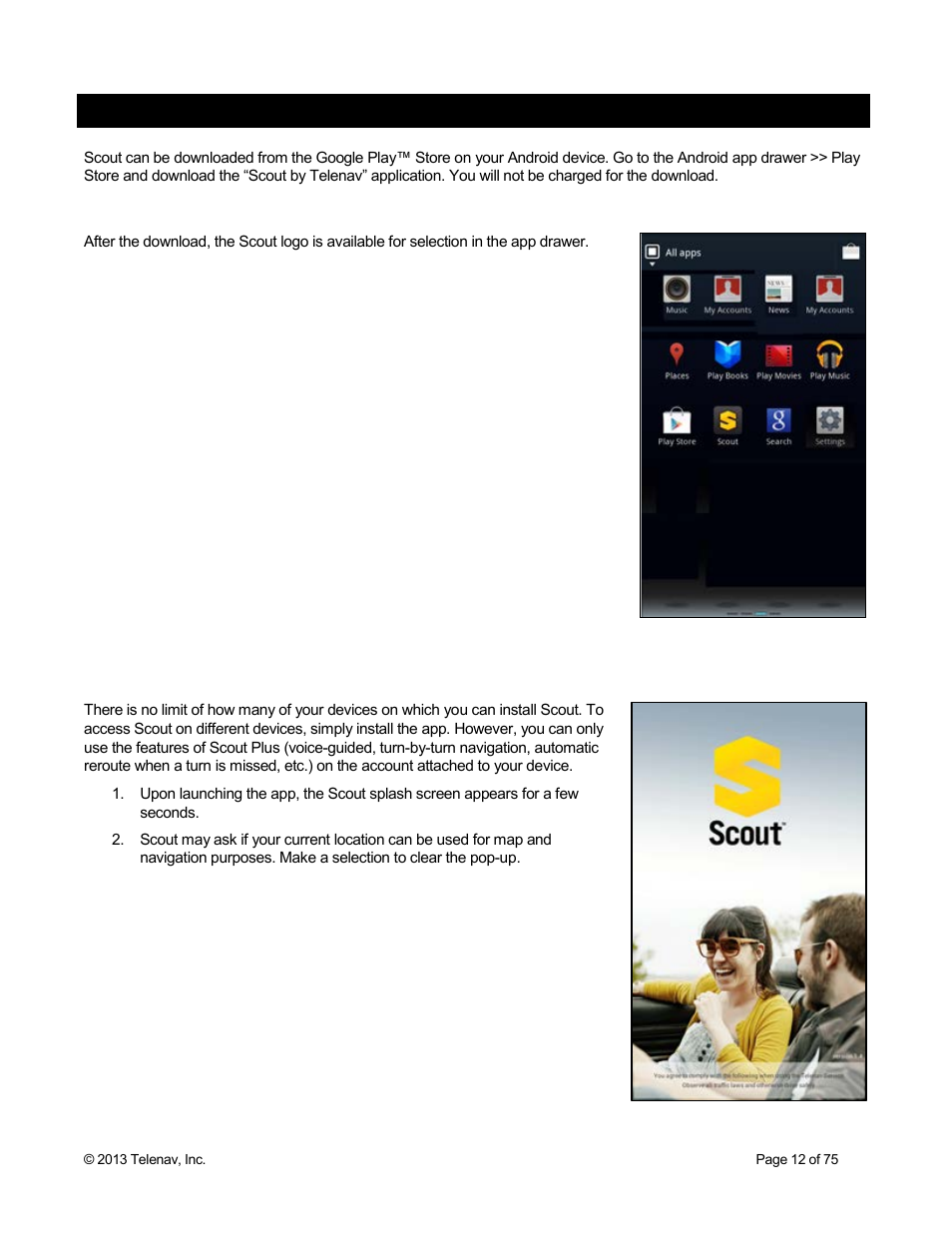 Downloading and launching scout, 1 sign-on process | Telenav Scout v1.4 for Android User Manual | Page 12 / 75