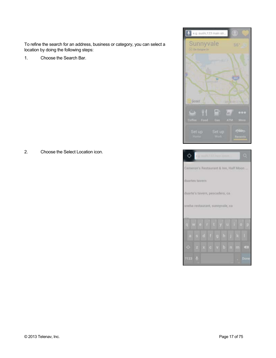 3 select location | Telenav Scout v1.4 for Android User Manual | Page 17 / 75