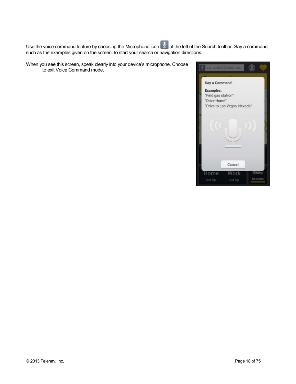 2 voice command | Telenav Scout v1.4 for Android User Manual | Page 18 / 75