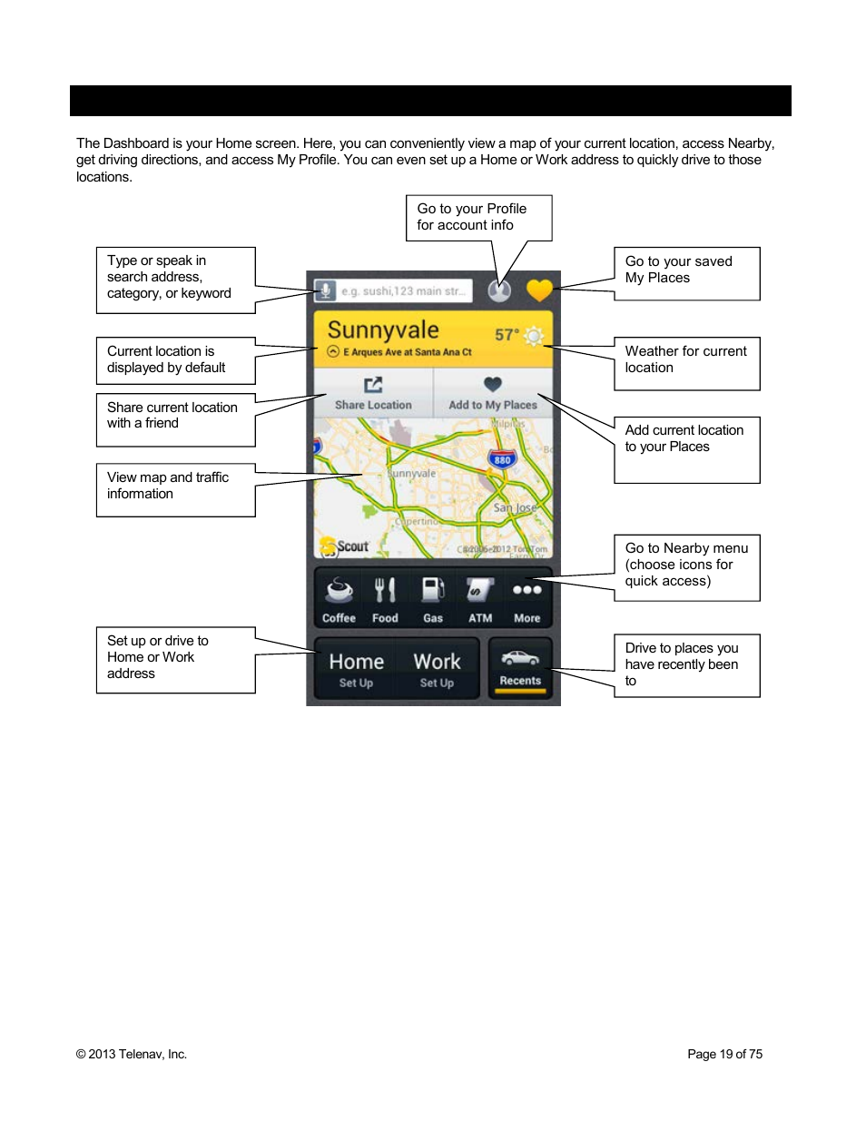 Dashboard | Telenav Scout v1.4 for Android User Manual | Page 19 / 75