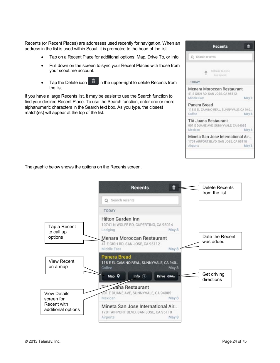 6 recents | Telenav Scout v1.4 for Android User Manual | Page 24 / 75