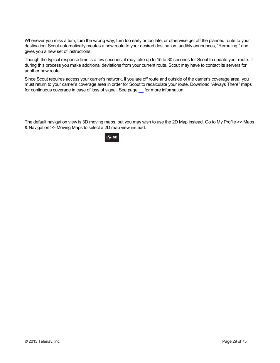 13 miss a turn, 14 navigation views | Telenav Scout v1.4 for Android User Manual | Page 29 / 75