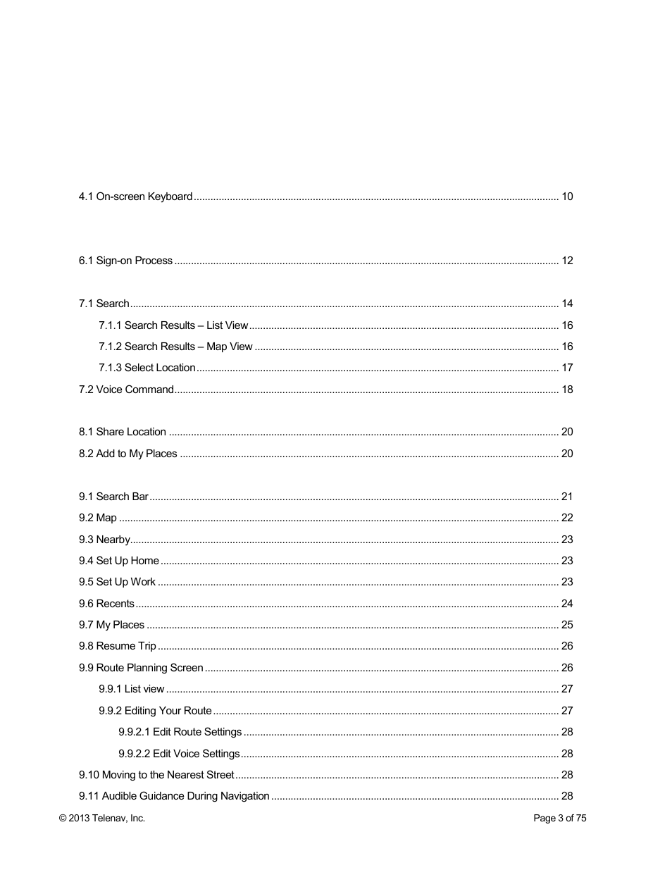 Telenav Scout v1.4 for Android User Manual | Page 3 / 75