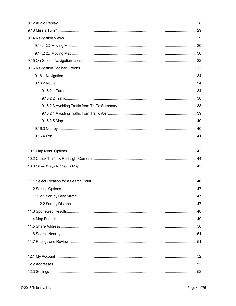 Telenav Scout v1.4 for Android User Manual | Page 4 / 75