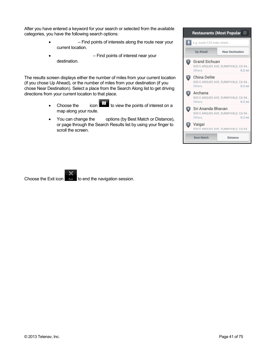 4 exit | Telenav Scout v1.4 for Android User Manual | Page 41 / 75