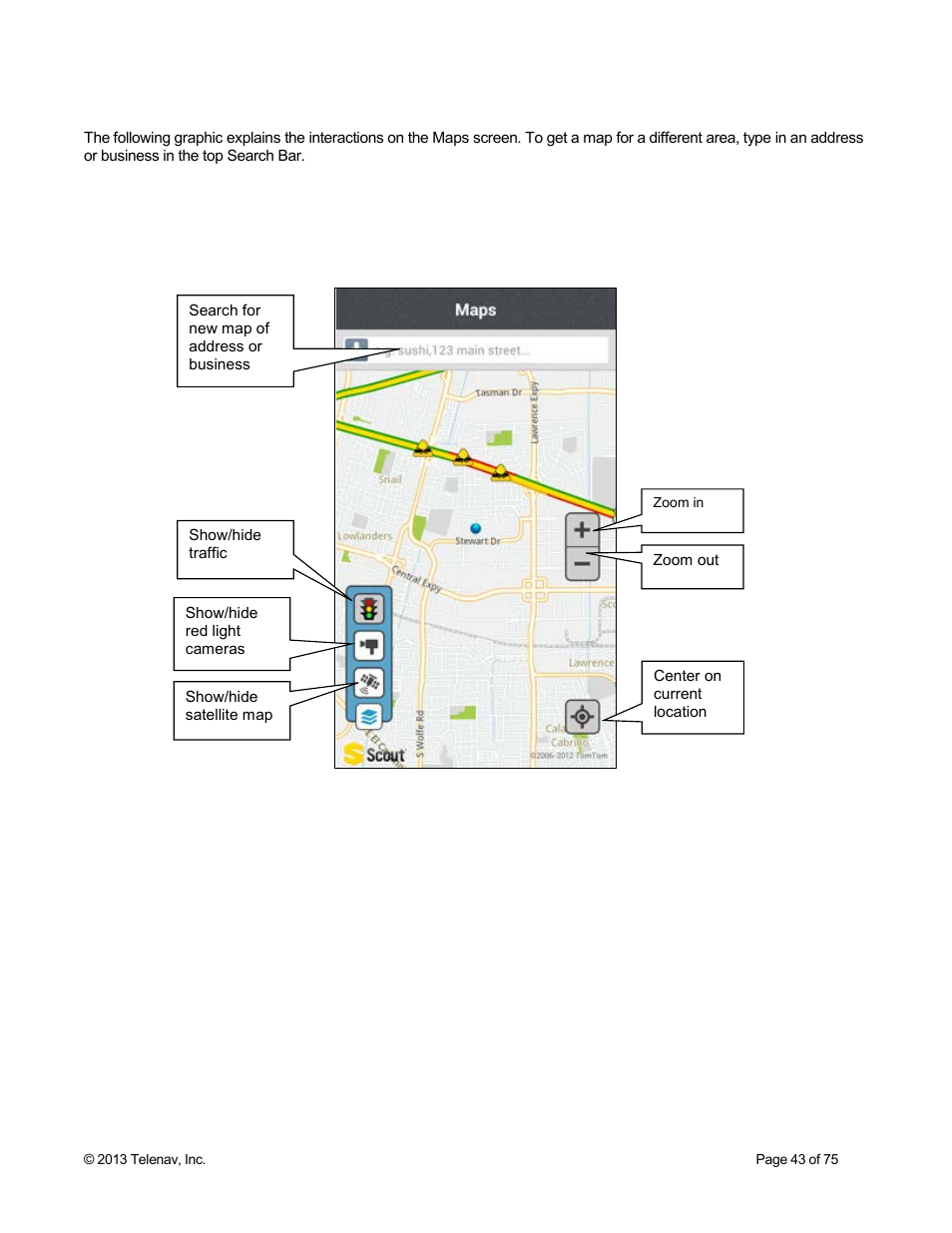 1 map menu options | Telenav Scout v1.4 for Android User Manual | Page 43 / 75