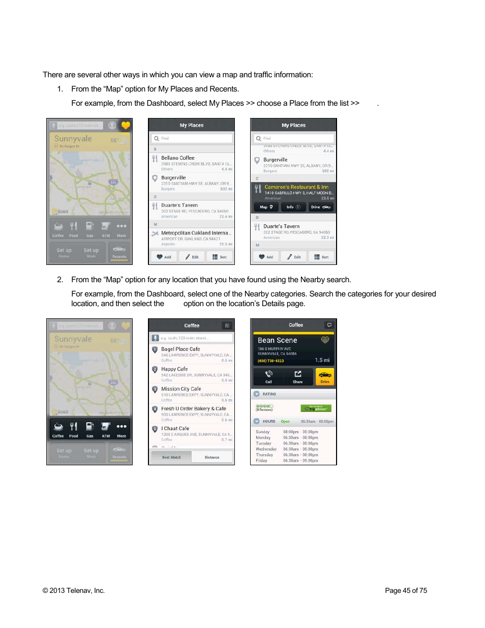 3 other ways to view a map | Telenav Scout v1.4 for Android User Manual | Page 45 / 75