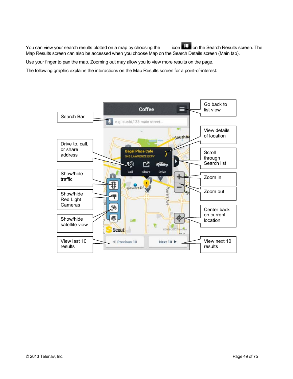 4 map results | Telenav Scout v1.4 for Android User Manual | Page 49 / 75