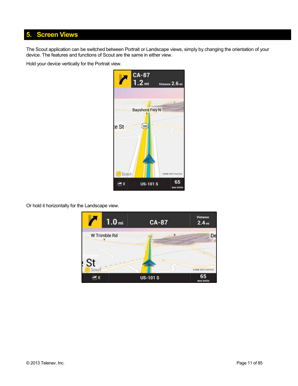 Screen views | Telenav Scout v1.3 for Android User Manual | Page 11 / 85
